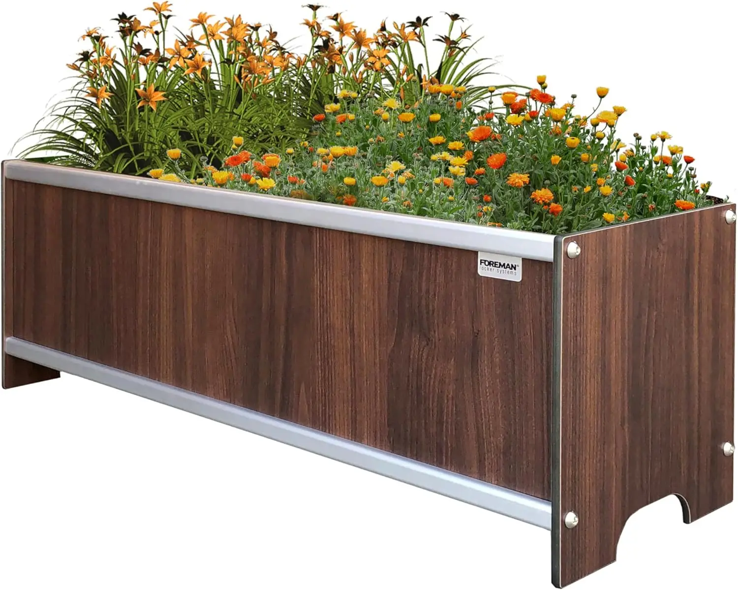 Jardinera Elevada con Garantía de 10 Años, 36” de Largo x 12” de Ancho x 14” de Alto, Marco de Aluminio con Acabado de Madera Plástica Premium