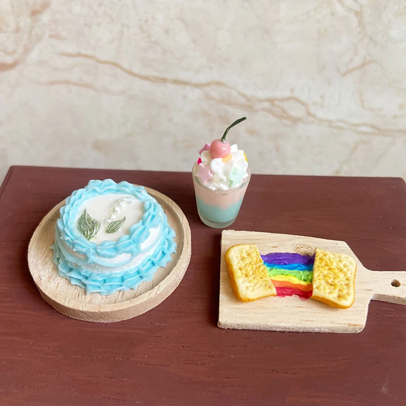 Taza de helado de cereza en miniatura para casa de muñecas, accesorio de cocina para muñecas, 1:6/1:12, 1 ud.
