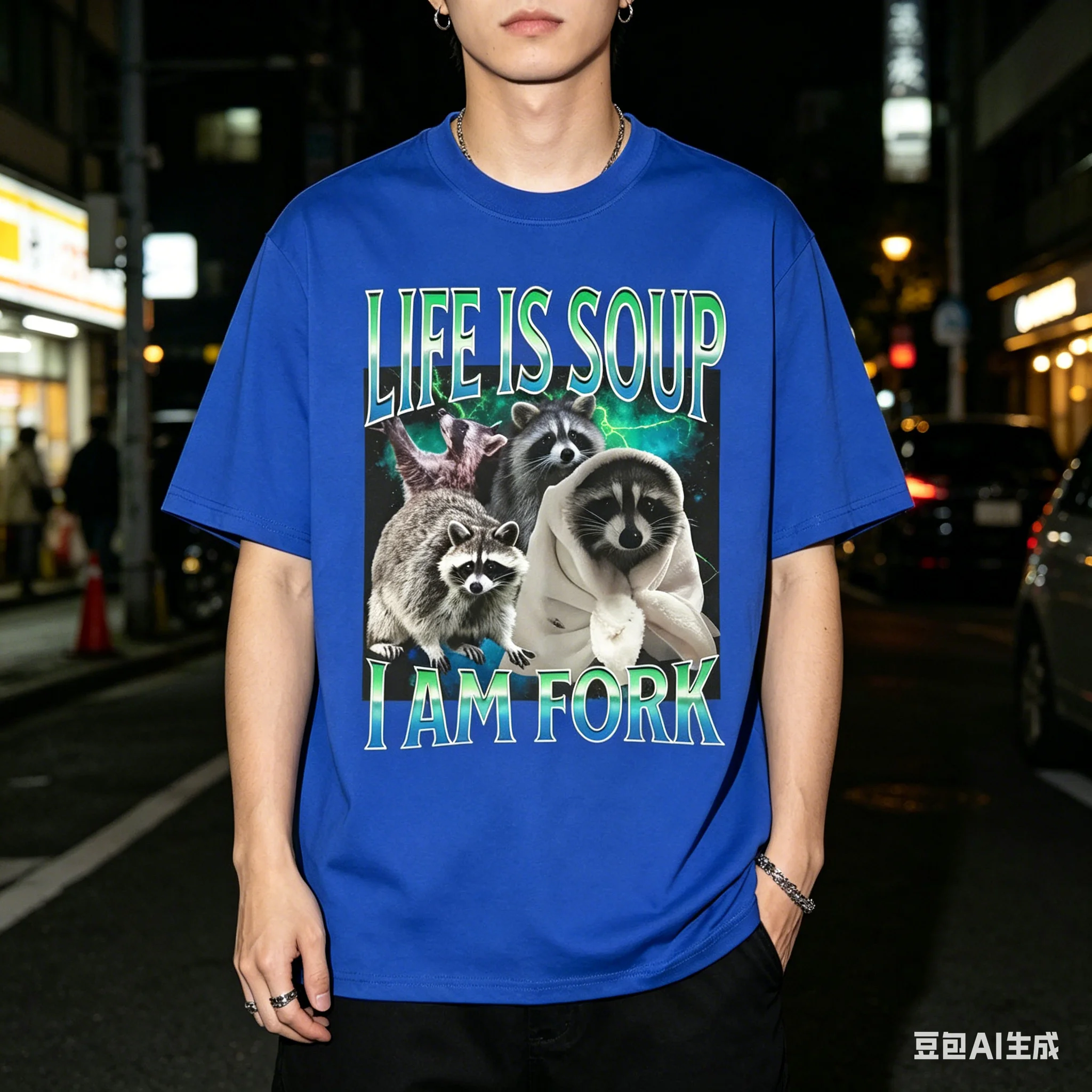 Life Ls Soup L Am Fork Raccoon Funny Meme Graphic T Shirt Gift Men Women Fashion Casual Humor Tee Shirt Cotton Oversized T-shirt