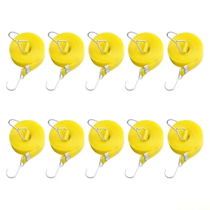 M5TC 10pack Regulable Rubber Elastics Strap Weatherproofed Luggage Strap with Hook for Motorcycles Luggage Outdoor Gears