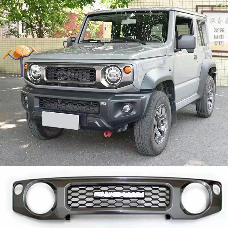 ABS Black With Grey Auto Front Racing Grill Engine Mesh Guard for Suzuki Jimny JB74 JB64 2018-2021 Car Accessories