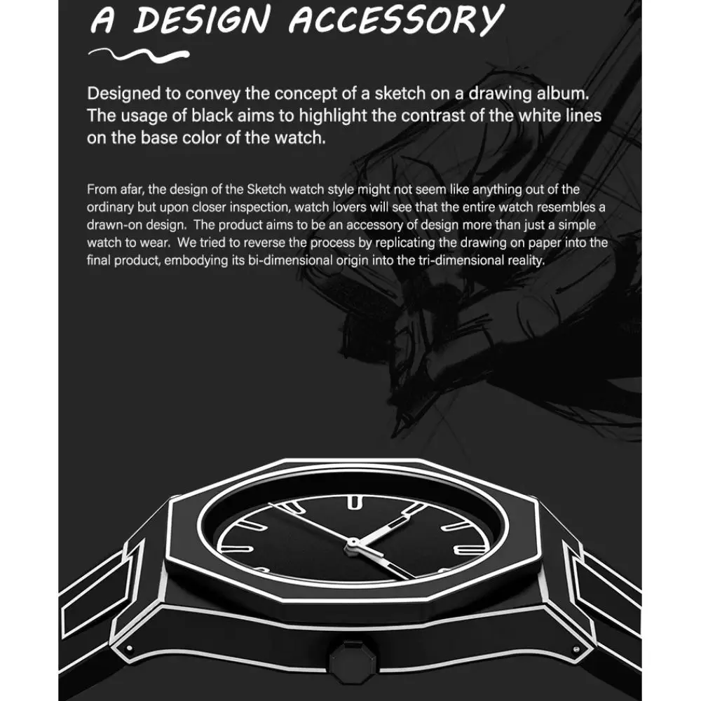 Новые современные спортивные часы для рисования, нишевые минималистичные кварцевые часы, водонепроницаемые легкие модные стильные часы