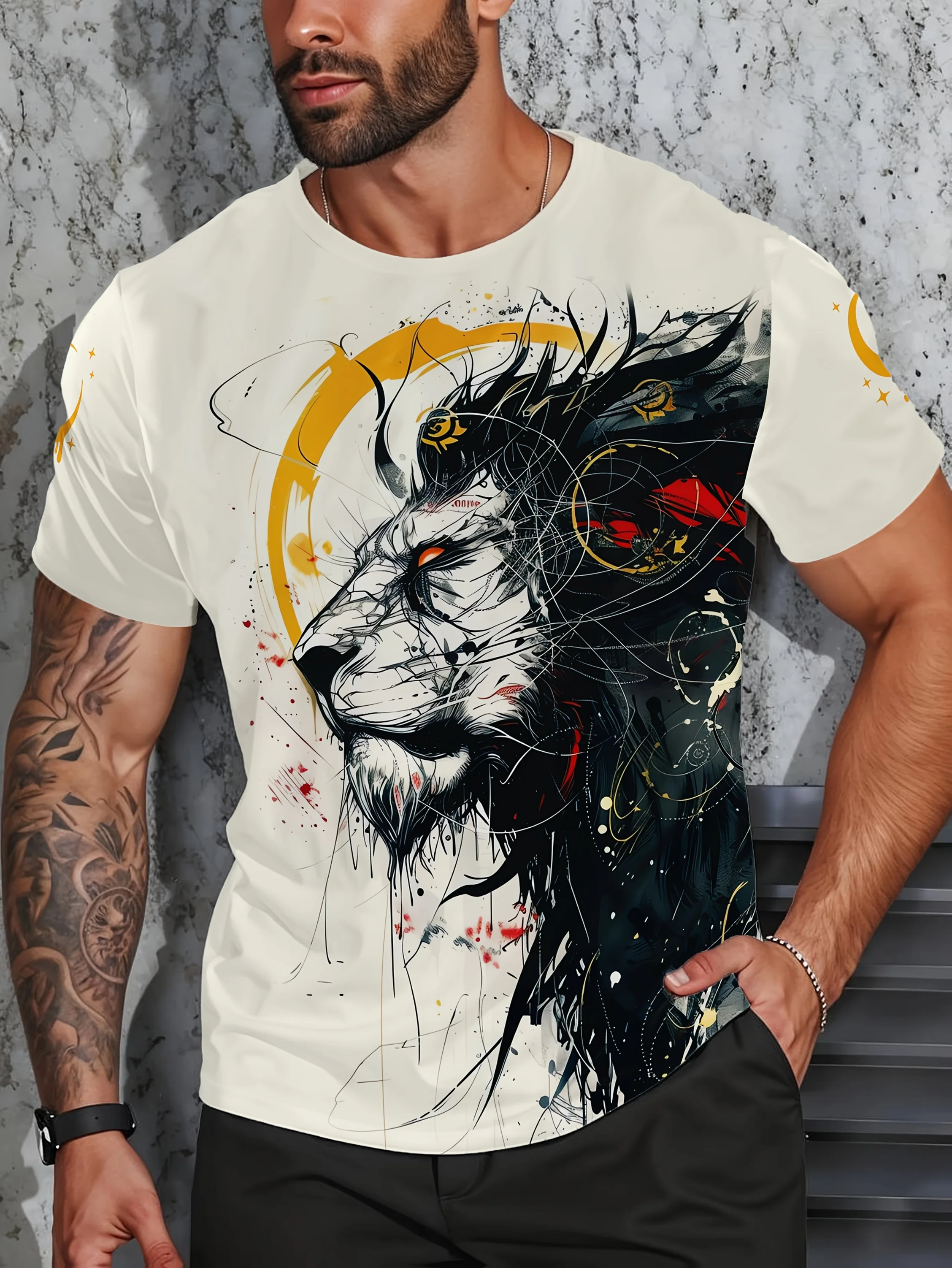 

Summer men's short sleeve T-sleeve light and breathable multi-color pattern new top