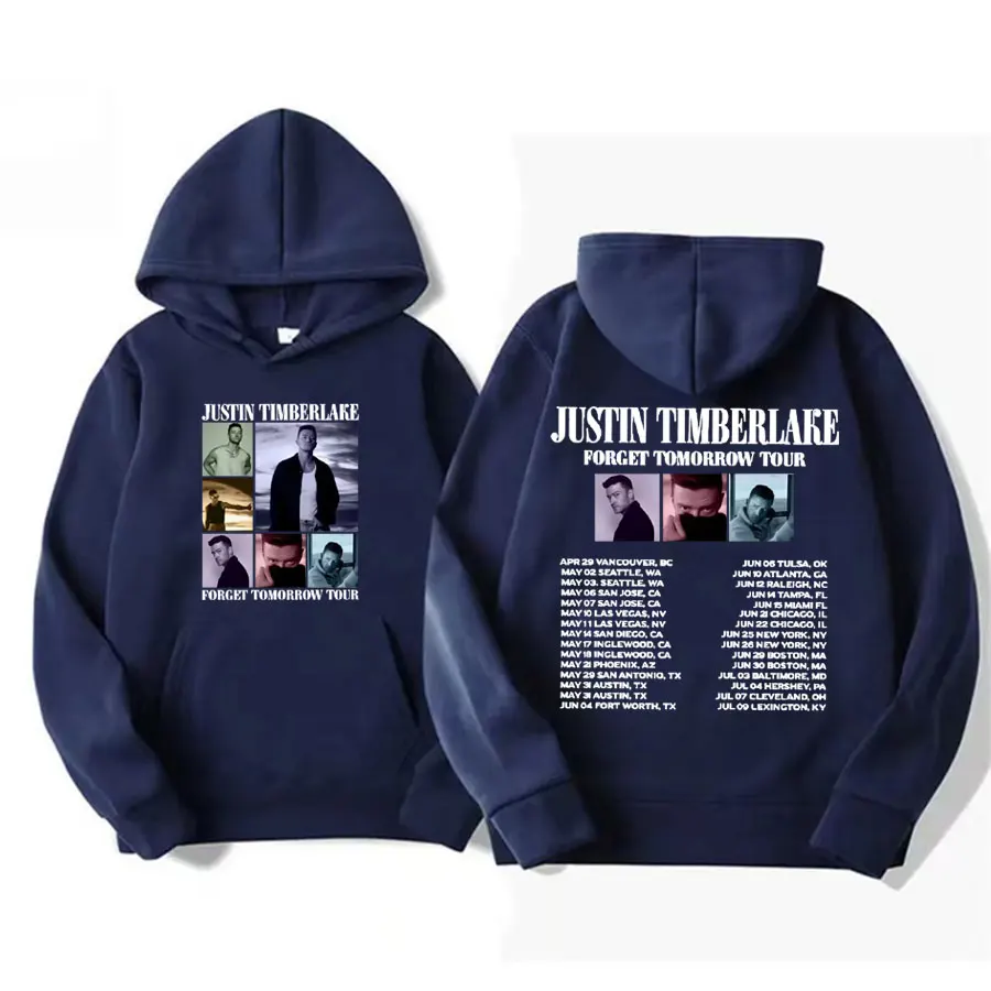 Justin Timberlake Forget Tomorrow 2024 Tour Hoodie Men's Harajuku Hip Hop Vintage Sweatshirt Unisex Casual Fleece Cotton Hoodies