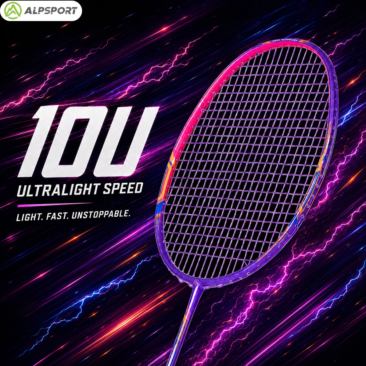 Badminton Raket - Alp GJ 10U Ultralight 52g T800