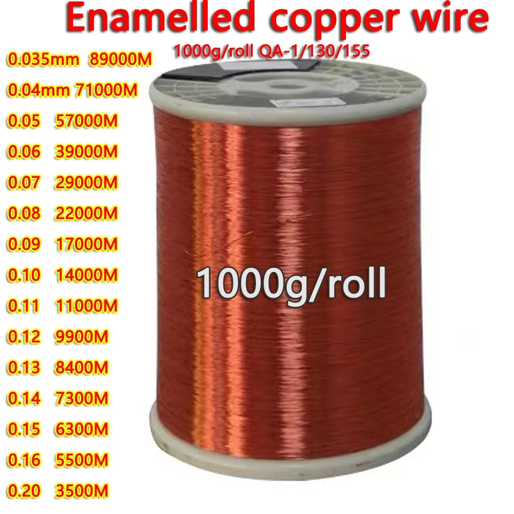 

0.035mm 0.04mm 0.05mm 0.20mm copper wire Magnet Wire Enameled Copper Winding wire Coil Copper Wire Winding wire Weight 1000g