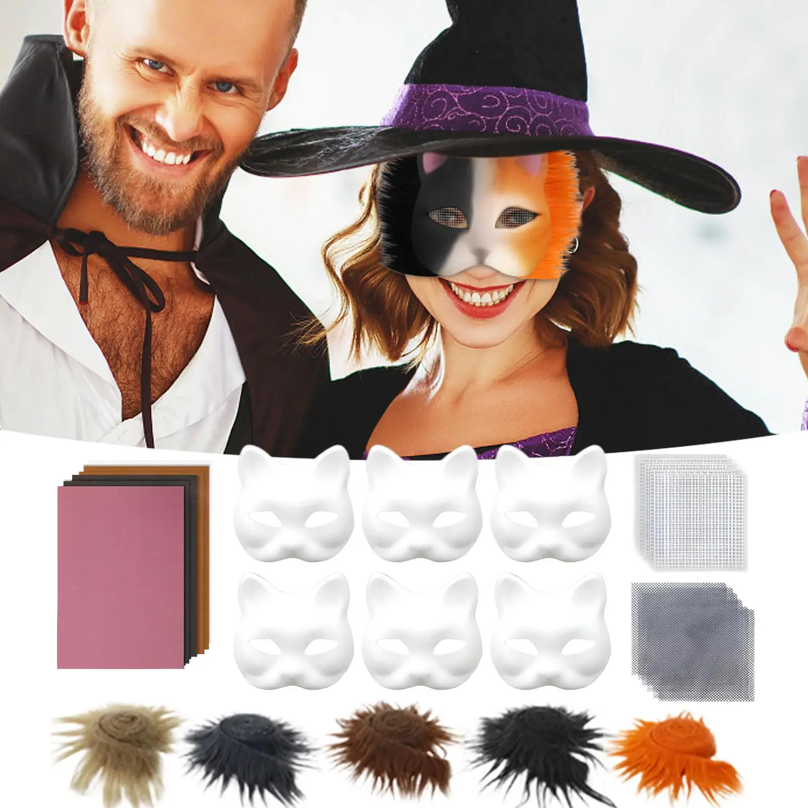 Dierengezichtshoezen voor kinderen Halloween-gezichtshoes met oognetjes Kleding Schoenen en sieraden voor feesten Cosplay Craft Fotoshoot