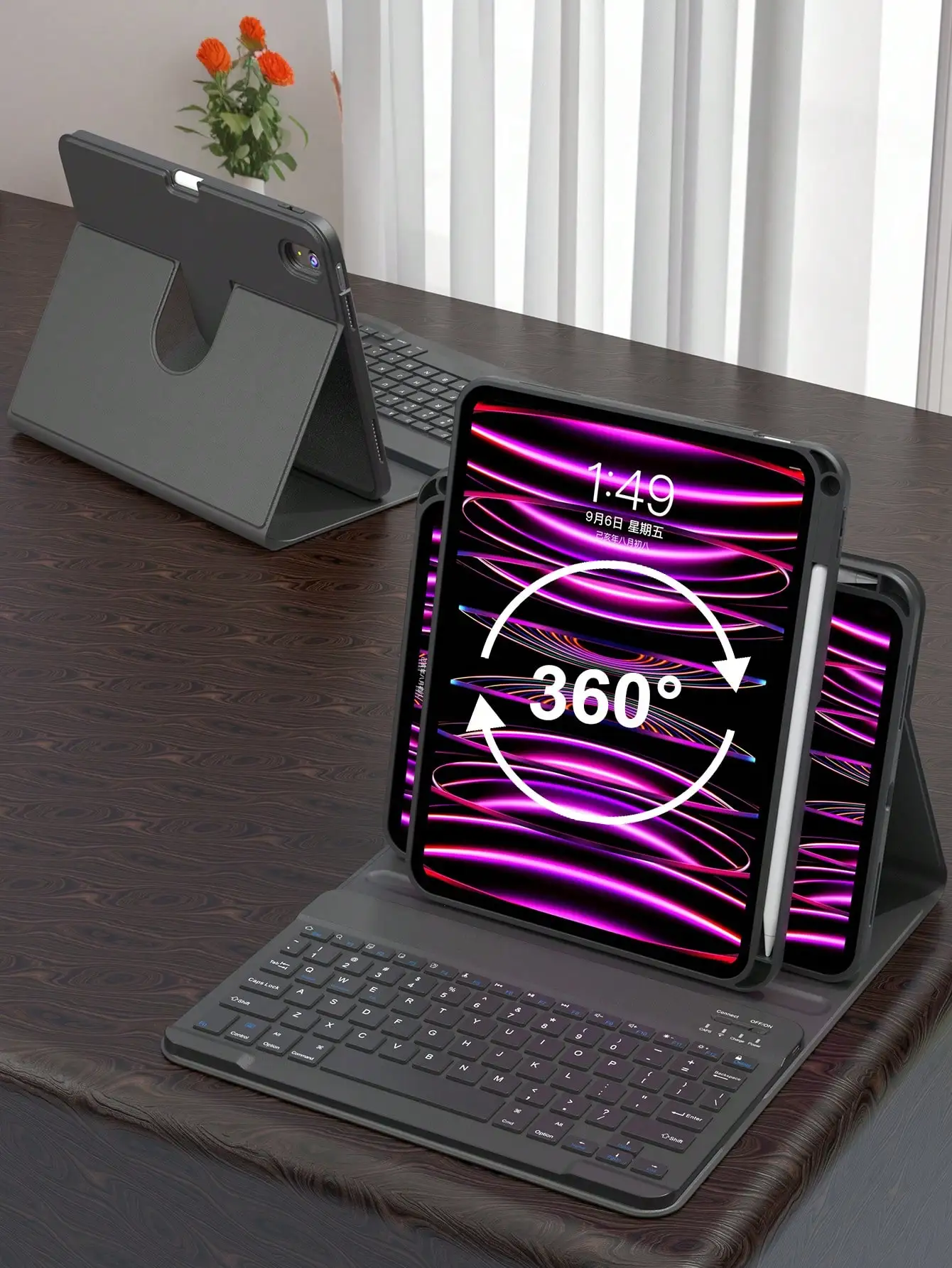 

360° Rotating Stand Keyboard Case, Compatible With IPad 11th Gen/2025 Model (A16), PU Leather Material, Detachable Wireless Bluetooth Keyboard, Built-In 150mAh Battery, Compatible With IPad 11th/10th Gen Air4/Air5/Air6/Air7 10.9" (M2) 2024 Model (M3), And
