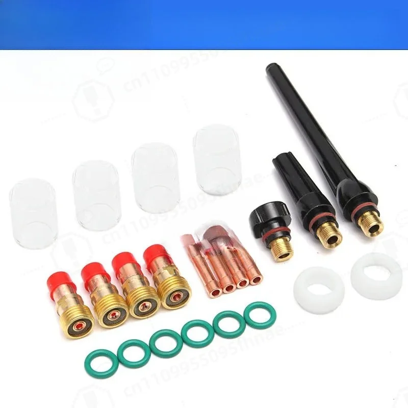 23PCS TIG Welding Torch Accessories Kit for WP17 WP18 WP26 Argon Arc Welder Glass Quartz Cup Nozzle Set Replacement Parts