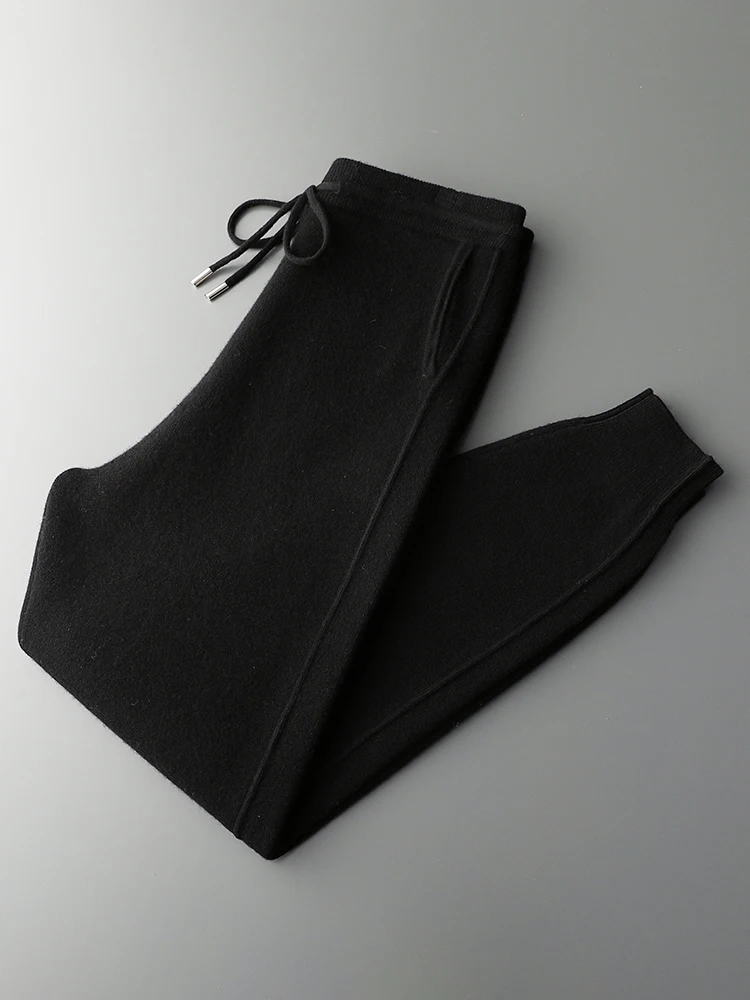 Pantalon en cachemire pour homme, pantalon de survêtement optique, 100% laine mérinos, tricot intelligent, décontracté, fjl, automne, hiver