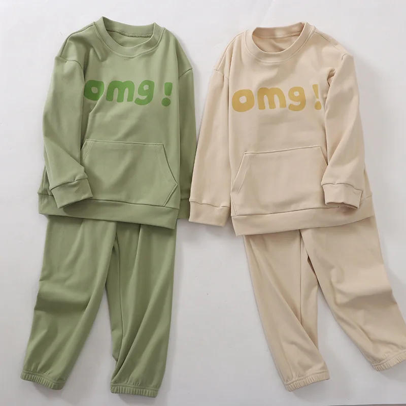 3-18 Years Girls Boys Men Women Autumn Winter Plain Letters Polyester Pyjamas Nightwear Thermal Pajamas Sets Sleepwear Home Wear