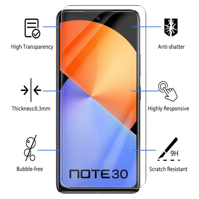 Vidro temperado protetor de tela 6in 1 para infinix nota 30 pro vip note30