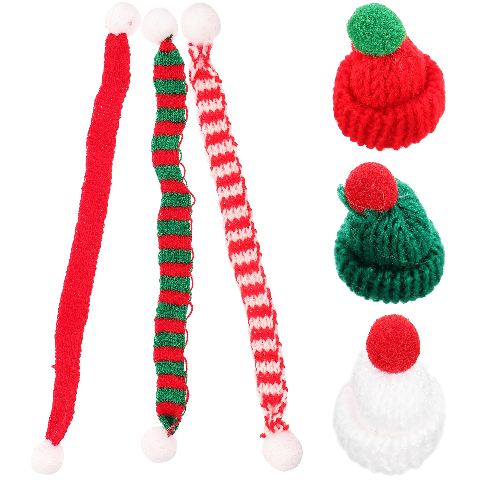 

Christmas Hat Accessories Mini Hats Scarf Miniature Small for Crafts Tiny and Felt Pendent Ornament Decorations Knitting Has