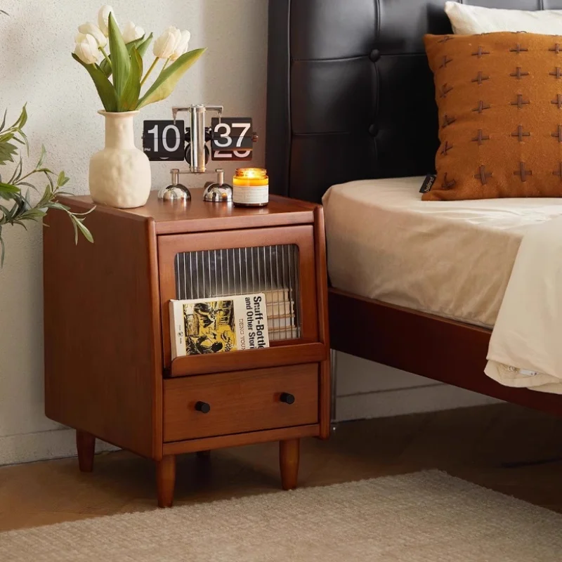 

Compact Bedside Table Small Nightstand Space Saving Design Bedroom Furniture for Apartment Night Stand Home Interior Decor