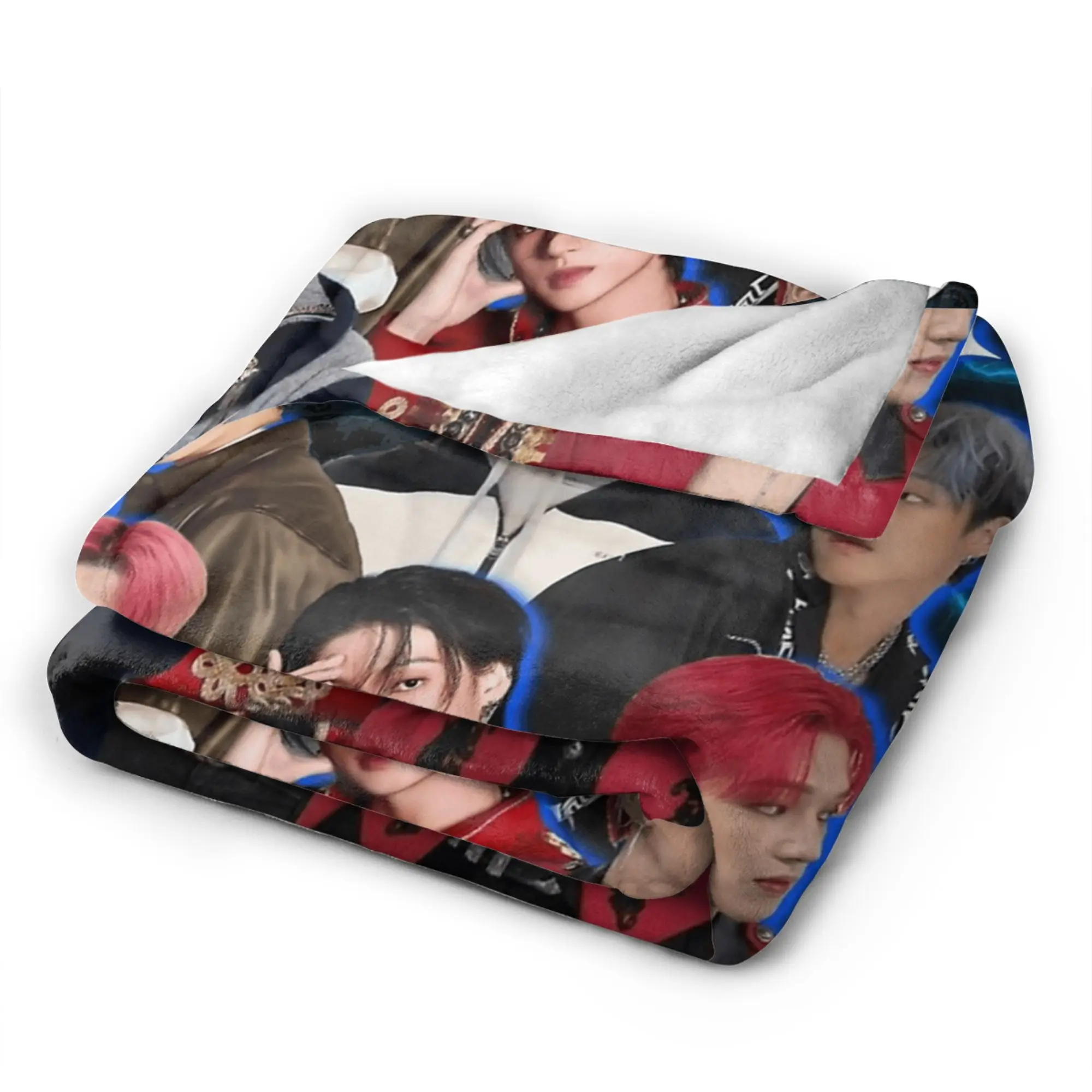 Kpop A-AteezS Wooyoung 90s  Flannel Blanket Winter  Soft Throw Blanket for Children Home Decor Print Bedspread Sofa Bed Cover