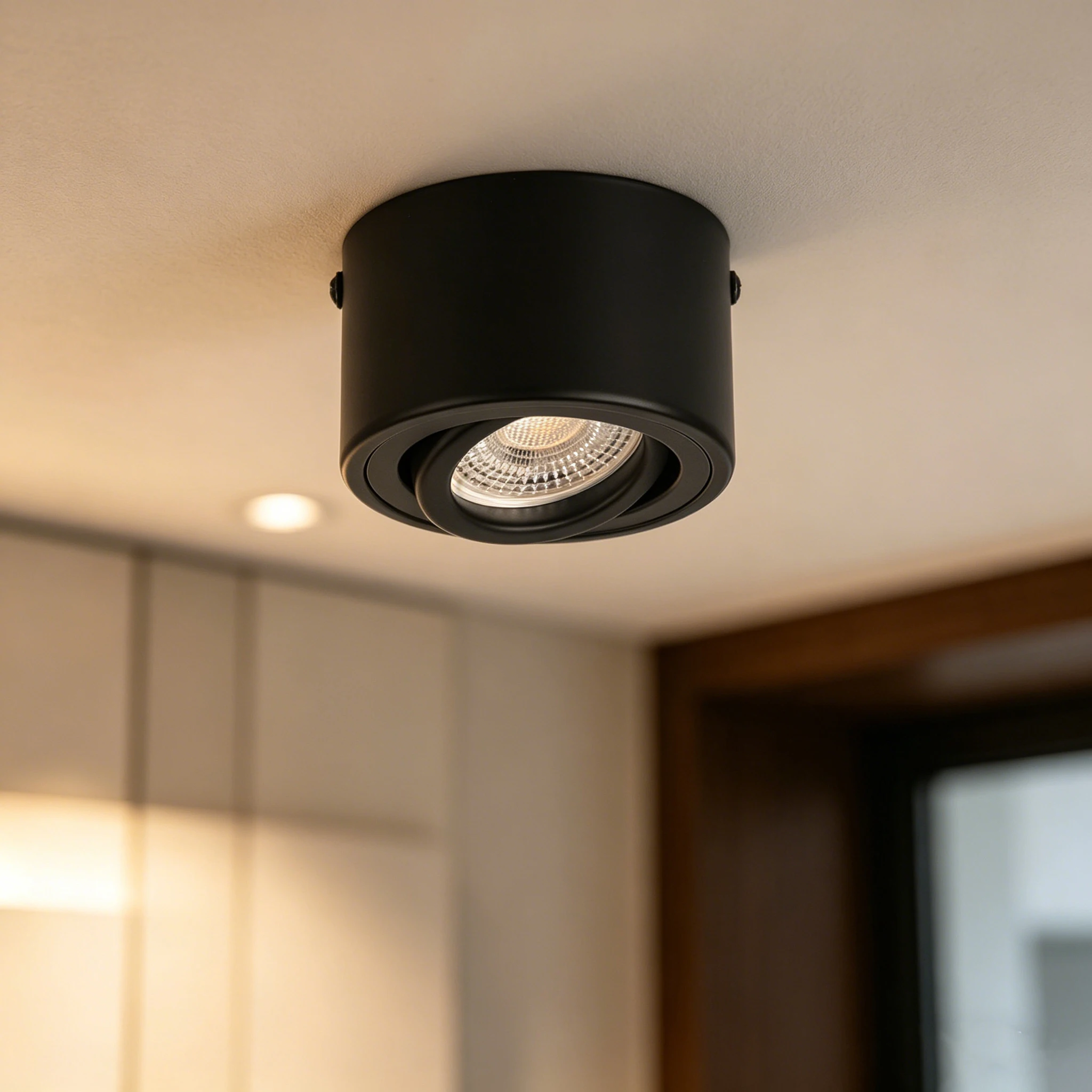 Foco de Techo Moderno de 3 Colores con Ángulo Ajustable para Sala de Estar y Dormitorio, Lámpara de Superficie