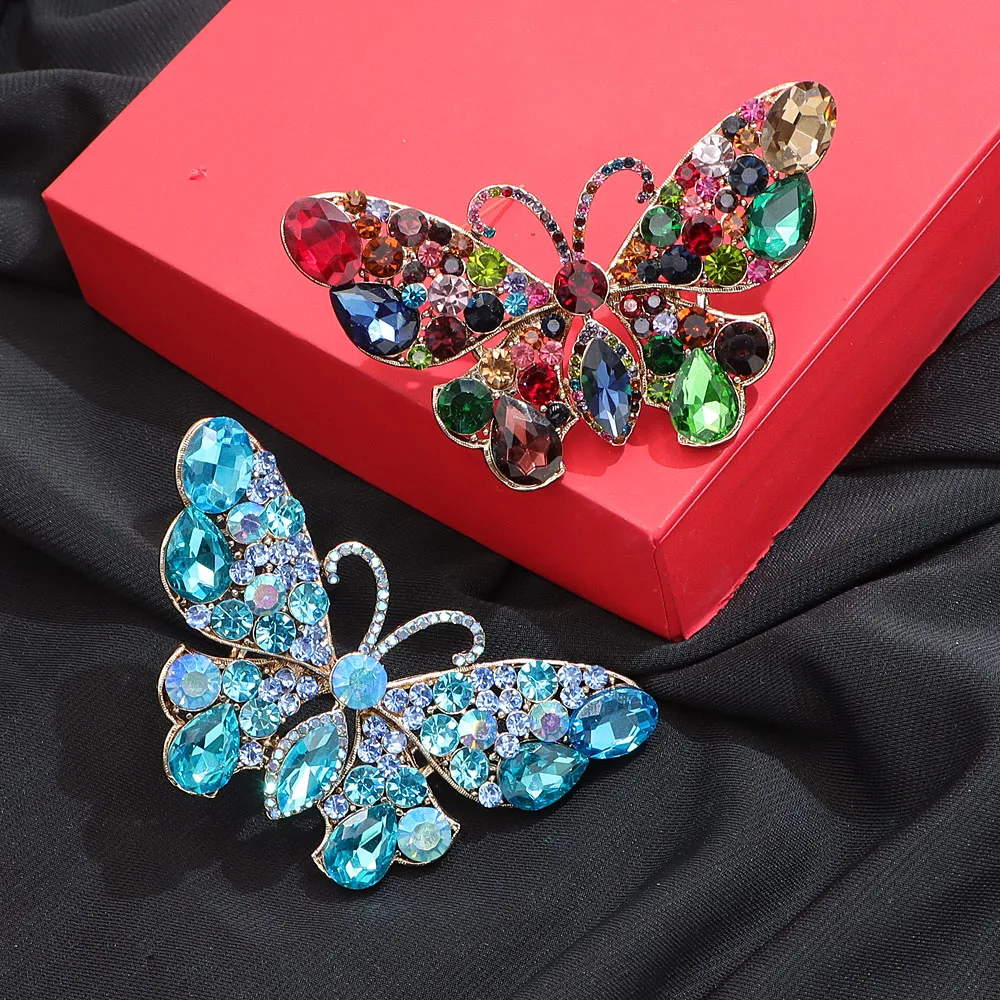 CINDY XIANG Rhinestone Large Butterfly Brooches For Women Winter Fashion Jewelry New Design 2024