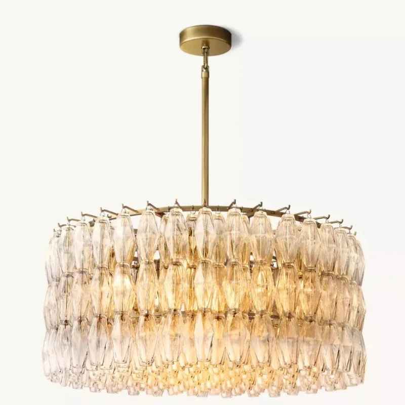 

Люстра из оптического стекла Prism для ресторана, двухуровневого здания, виллы, отеля, гостевого дома, в стиле лайт-люкс, креативная подвесная