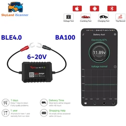 Oryginalny Tester akumulatora samochodowego Vgate BA100 12V Monitor Bluetooth 4.0 Asystent akumulatora Automatyczny analizator Tester dla Androida/IOS