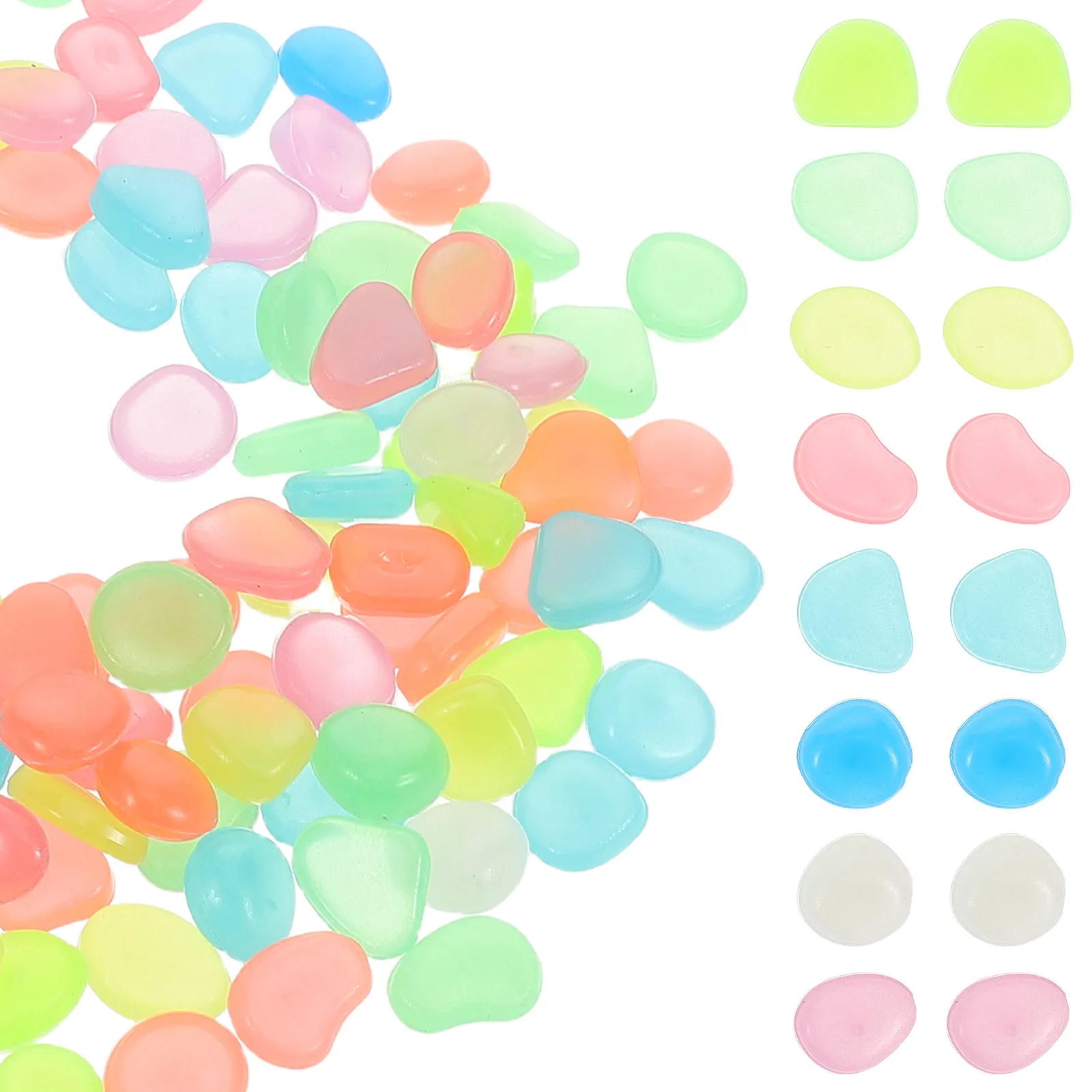 500Pcs Waterproof Glow Dark Pebbles Glow In The Dark Garden Stones For Fish Decoration