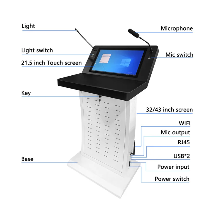 Multimedia Digital Podium School Electronic Podium Classroom Steel Central Control Podium