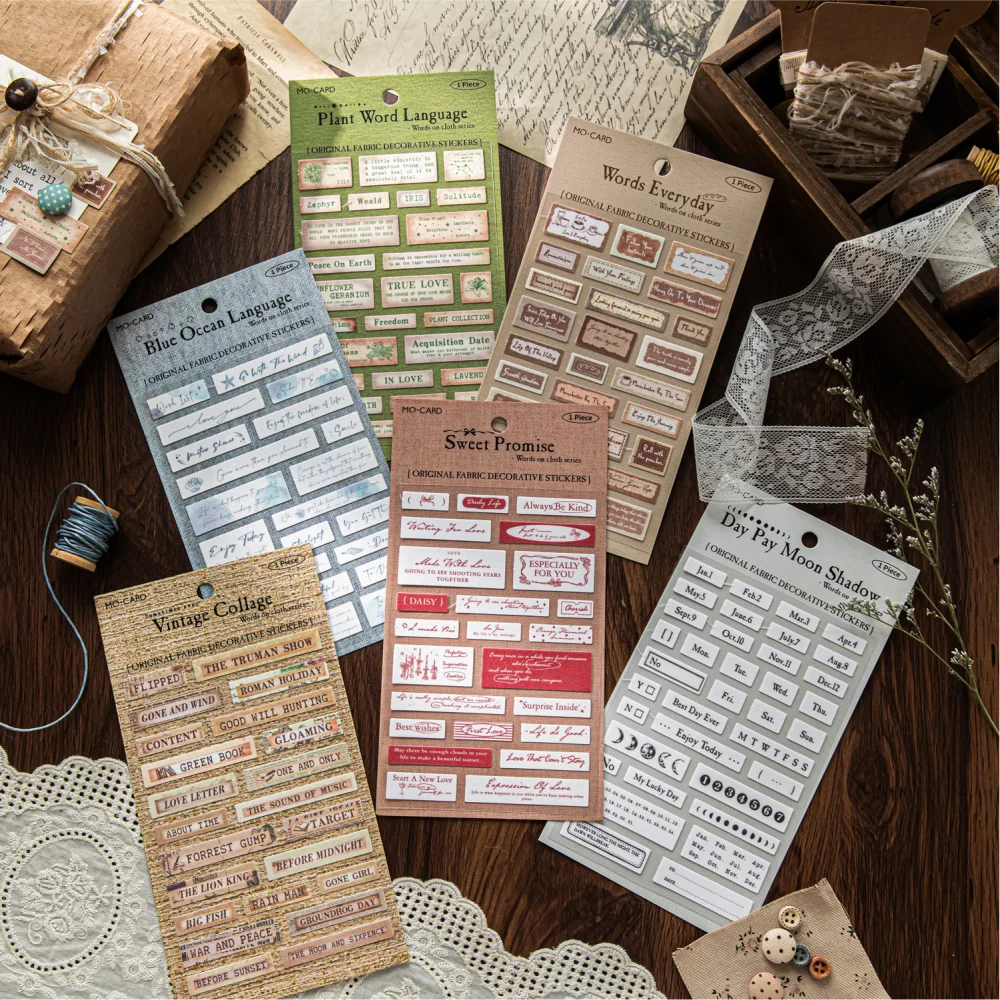 Card Lover 1 Pcs [Bu Shang Zi Language Series] English Handbooks On Canvas Stickers Cloth Stickers Paper Material Scrapbook Kit