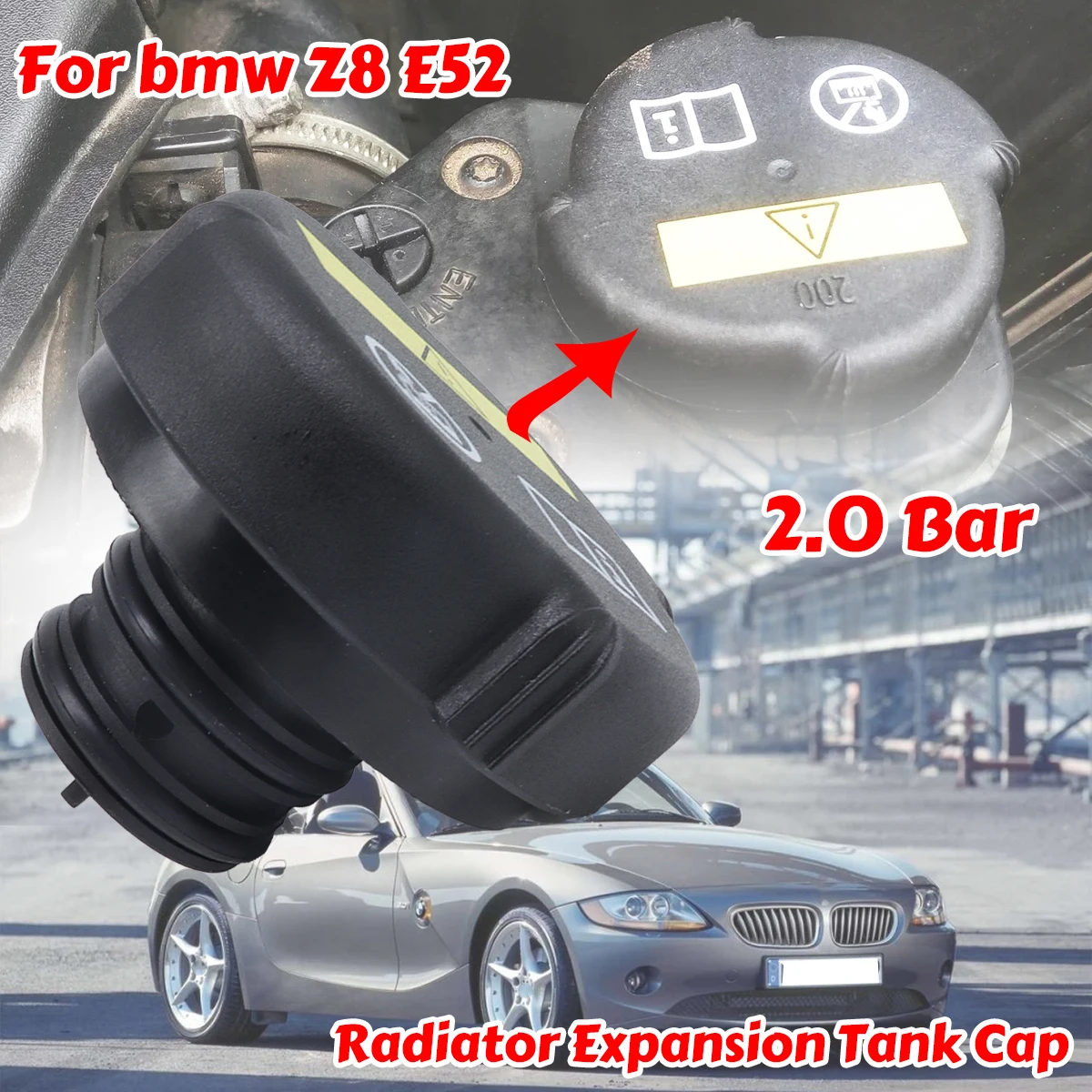 

For bmw Z8 E52 1998 1999 2000 2001 2002 2003 Coolant Reservoir Radiator Rad Expansion Tank Cap Water Tank Filler Cover 2.0 bar