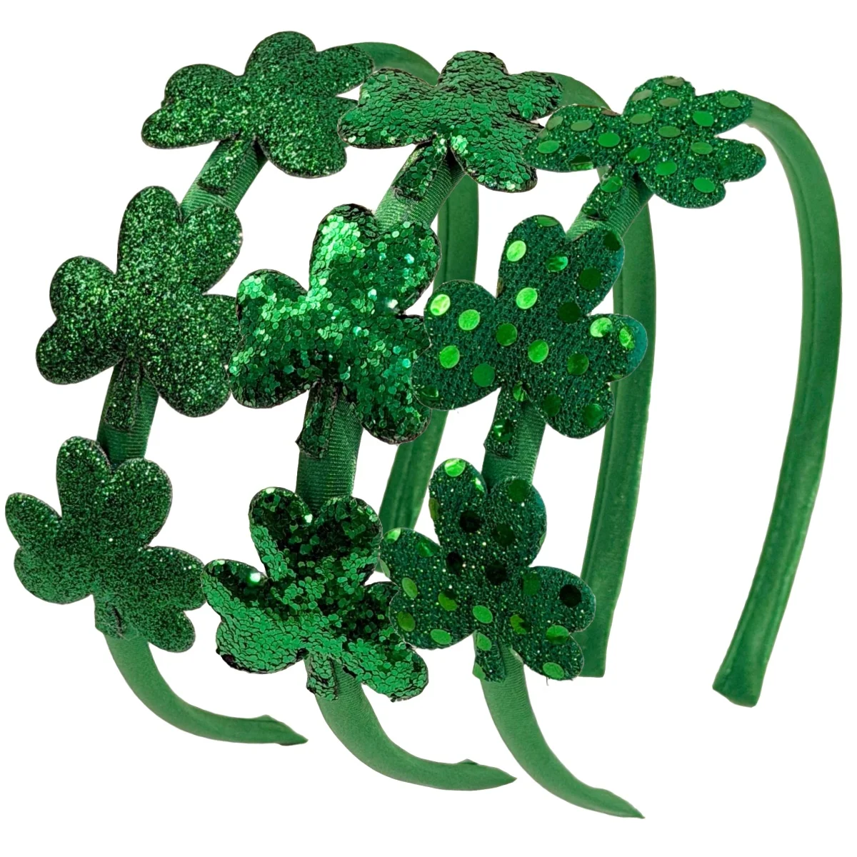 3pcs Clover Headbands for Girls St Patrick ′ s Day Headdress Party Decorate Headband Satin Hairbands Party Hair Accessories