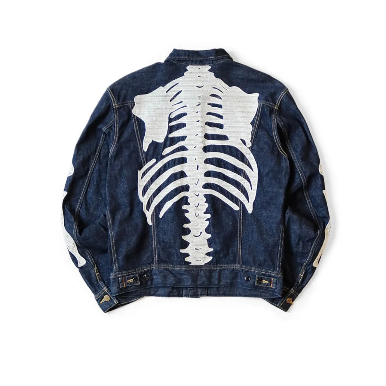 26SS KAPITAL Hirata Hiroshi Japanese Denim Lapel Bone Embroidery Loose Jacket Men Coats New