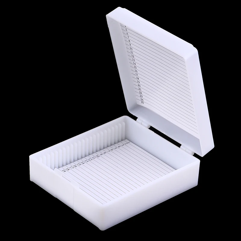 

Plastic Microscope Glass Slide Box 25pcs Biological Slices Storage Case Holder