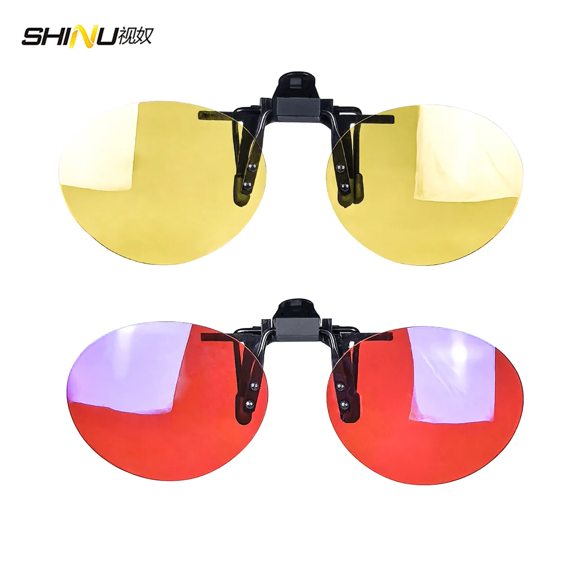 SHINU Rote Linsen-Clip-On-Brille zum Schlafen besser, runde orangefarbene Linse für Spiele oder Arbeiten, gelbe Linsen, Nachtsicht zum Fahren – Detail 19