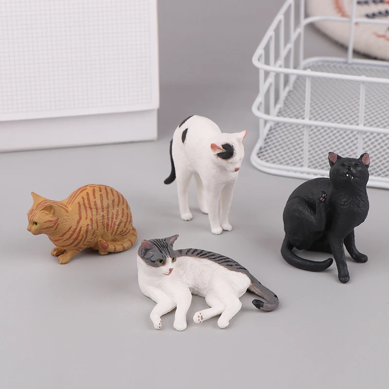 Adornos de simulación de animales de gato para niños, modelo cognitivo para dormitorio, sala de estar, decoraciones de escritorio, 1 unidad