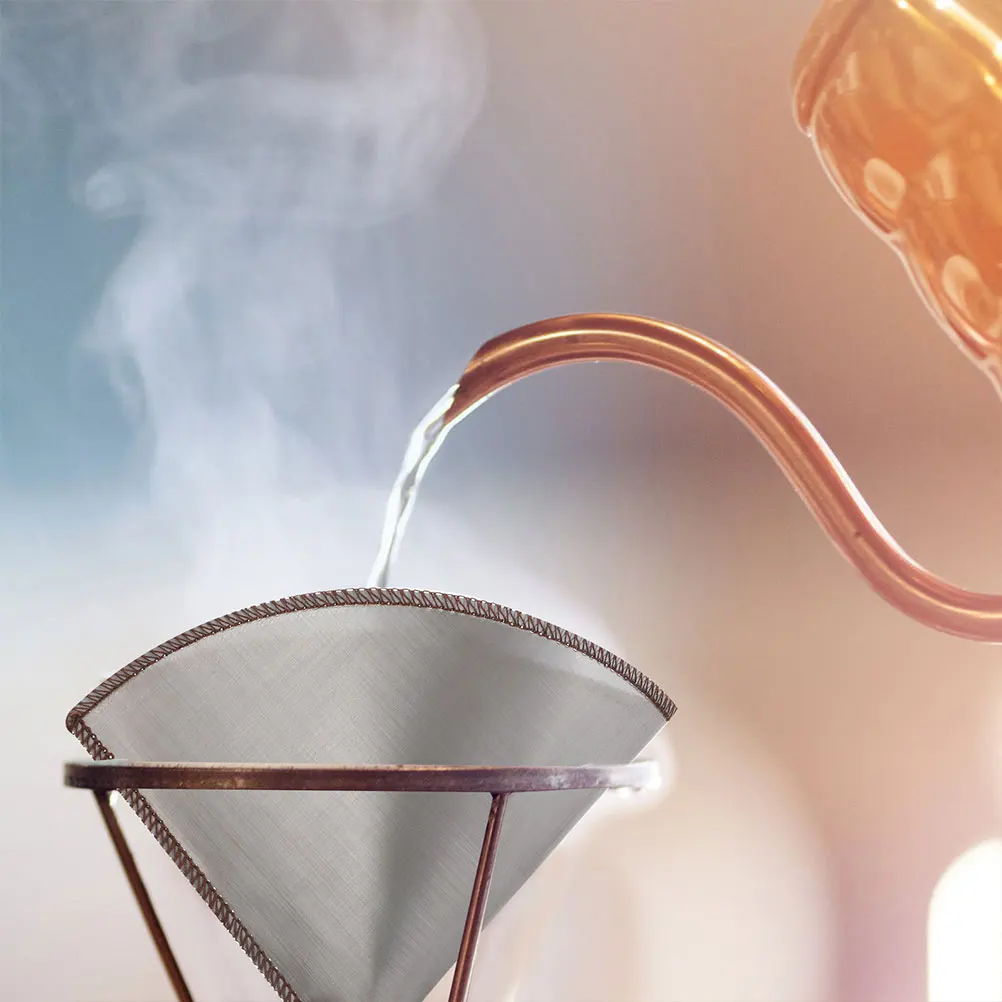 

2 Pcs H Brewed Coffee Filter 304 Stainless Steel Reusable Cone Shaped Strainer Mesh Pot Machine Press Screen Tool Kitchen Bar