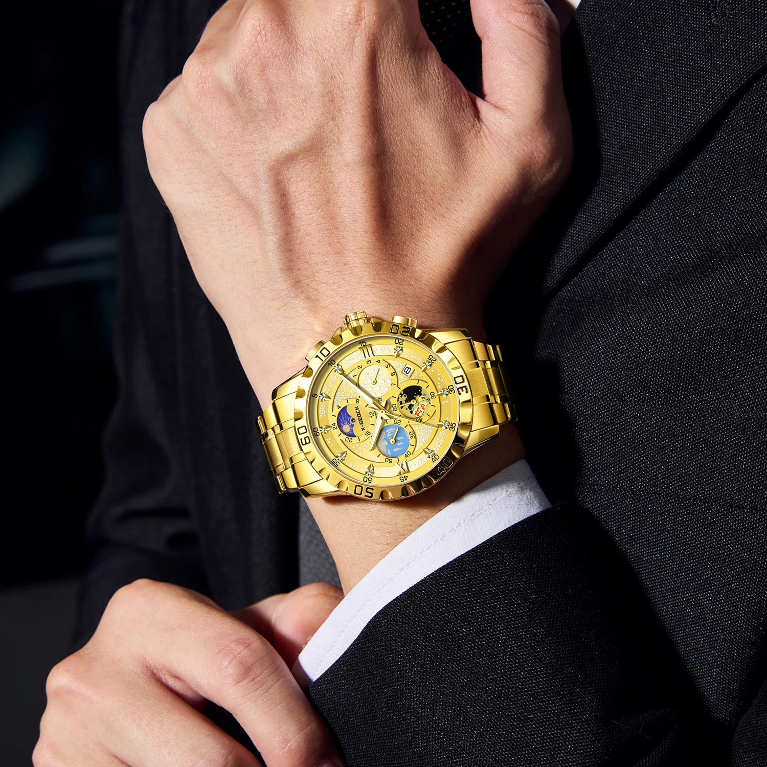 العلامة التجارية السويسرية المسجلة 2025 ساعات الموضة الجديدة للرجال شخصية متعددة الوظائف مقاوم للماء ساعات كوارتز رجالية مضيئة