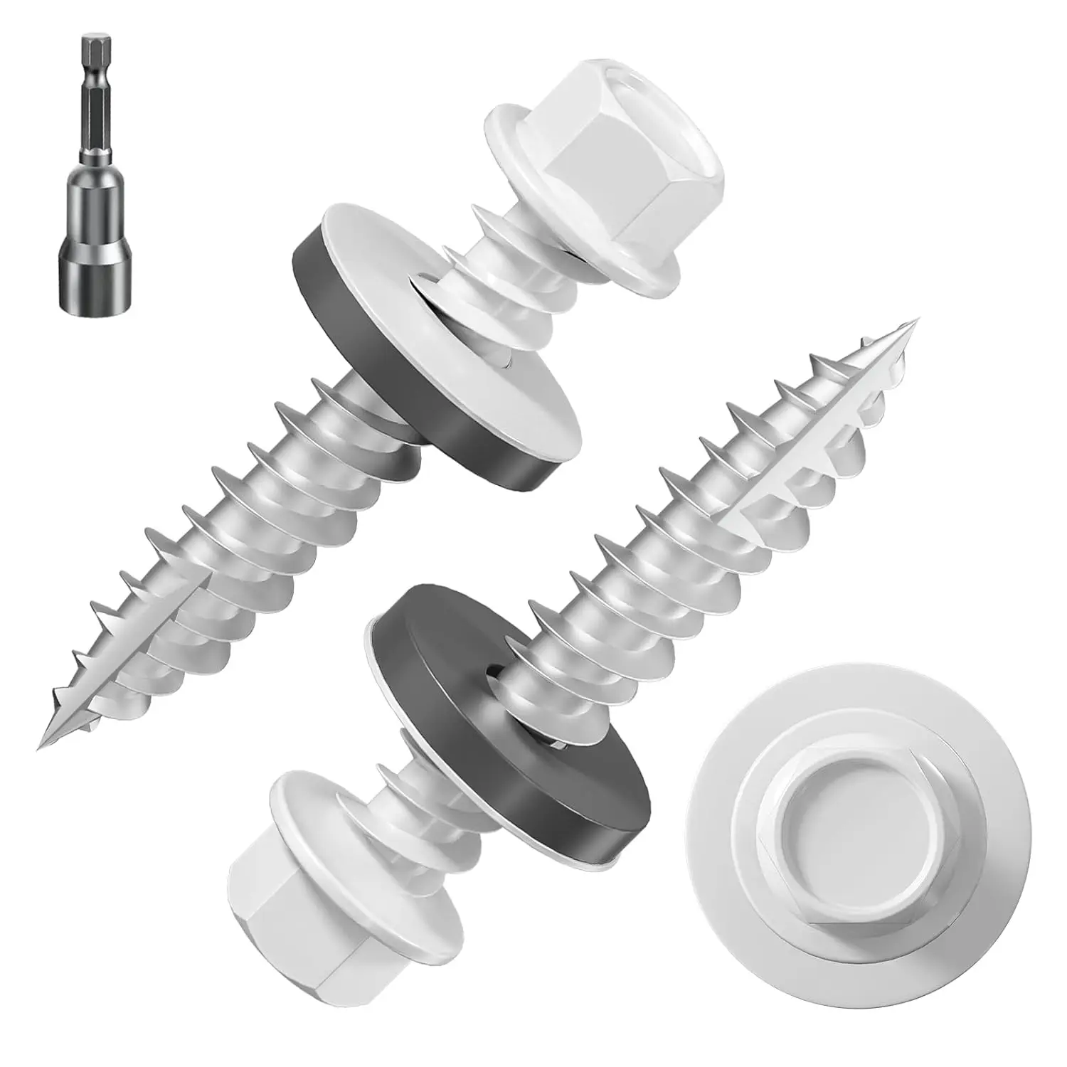 

# 3/16 * 1 " 98 шт. 1 фунт белых шестигранных металлических саморезов для кровли # 10 * 1 с шайбой из EPDM и шестигранной головкой, на заказ