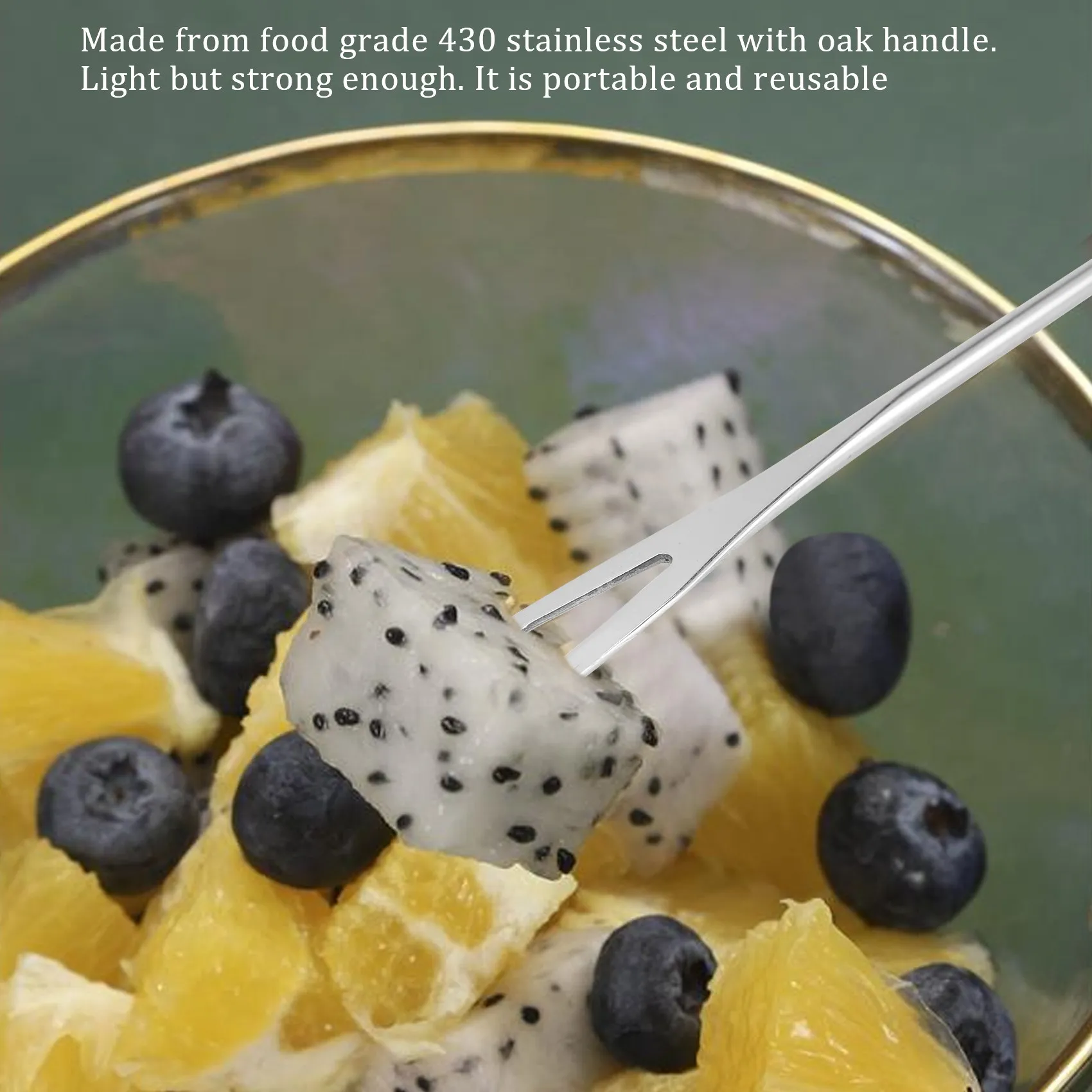 

Вилки для шоколадного фонтана и сырного фондю KSOL из нержавеющей стали с цветовой кодировкой, с ручкой из дубового дерева, термостойкие, для жарки зефира на шампурах