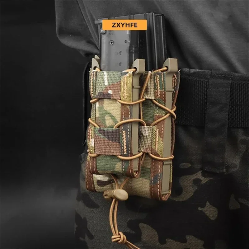 Tactical Pouch Hunting Double Magazine Set Molle Tiger Type 5.56 9mm Mag 2-Layer Holder CS Wargame Fast Attach Sports Waist Bag