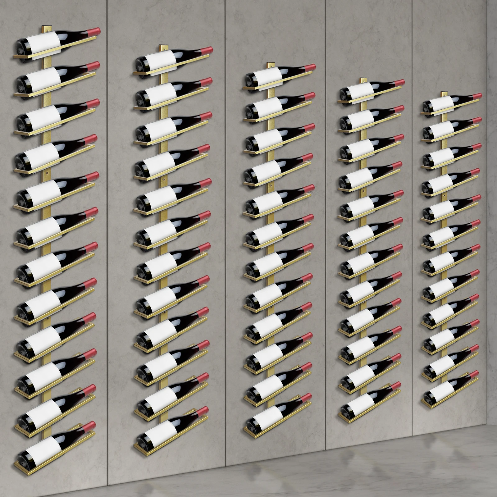 

5 Pack Wall Mounted Wine Rack for 60 Wine Bottles Wine Bottle Holder Wine Storage Organizer for Bar Kitchen Cellar Restaurant