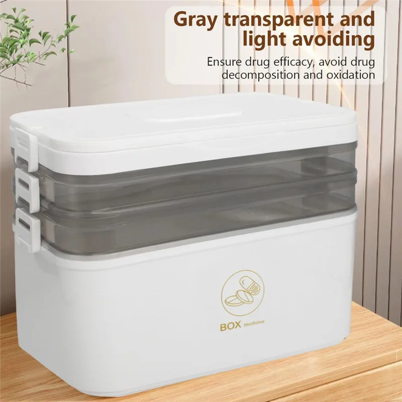 

PORK-Portable Medicine Box 3-Layer Partition Large-Capacity Medicine Storage Box Home Medicine Box Emergency Medicine Box