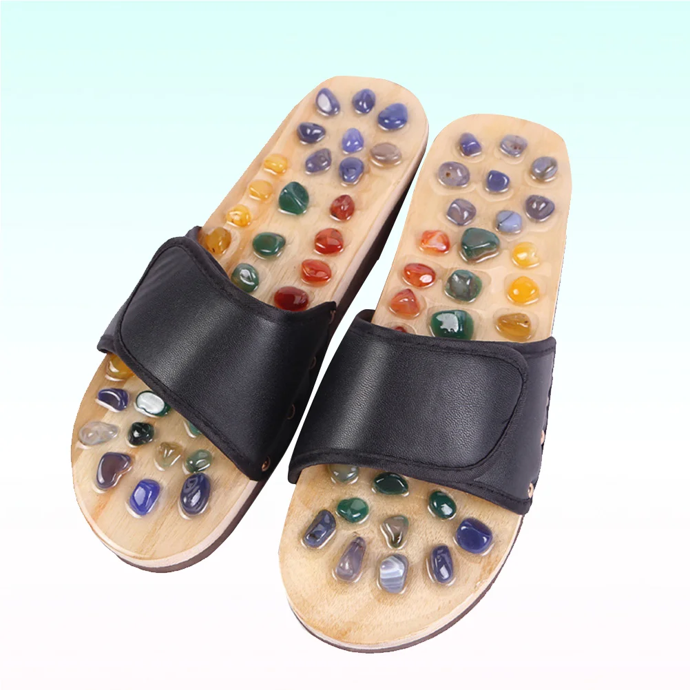 Health Massage Shoes Sandals Foot Massager Slippers Sole of Agate Bamboo Wooden