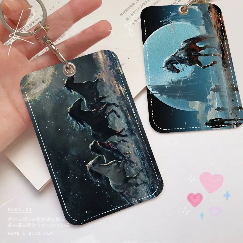 شعبية بسيطة الحيوانات الحصان الحظ مكتب التموين الرجال والنساء بطاقة الائتمان Keyrings بطاقة الطالب حامل بطاقة الهوية بطاقة الاعتماد #1
