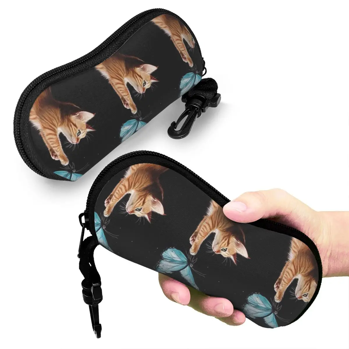 Animal Cat Butterfly Shell Glasses Case Portable Sunglasses Box Women Men Soft Eyeglasses Bag Pouch