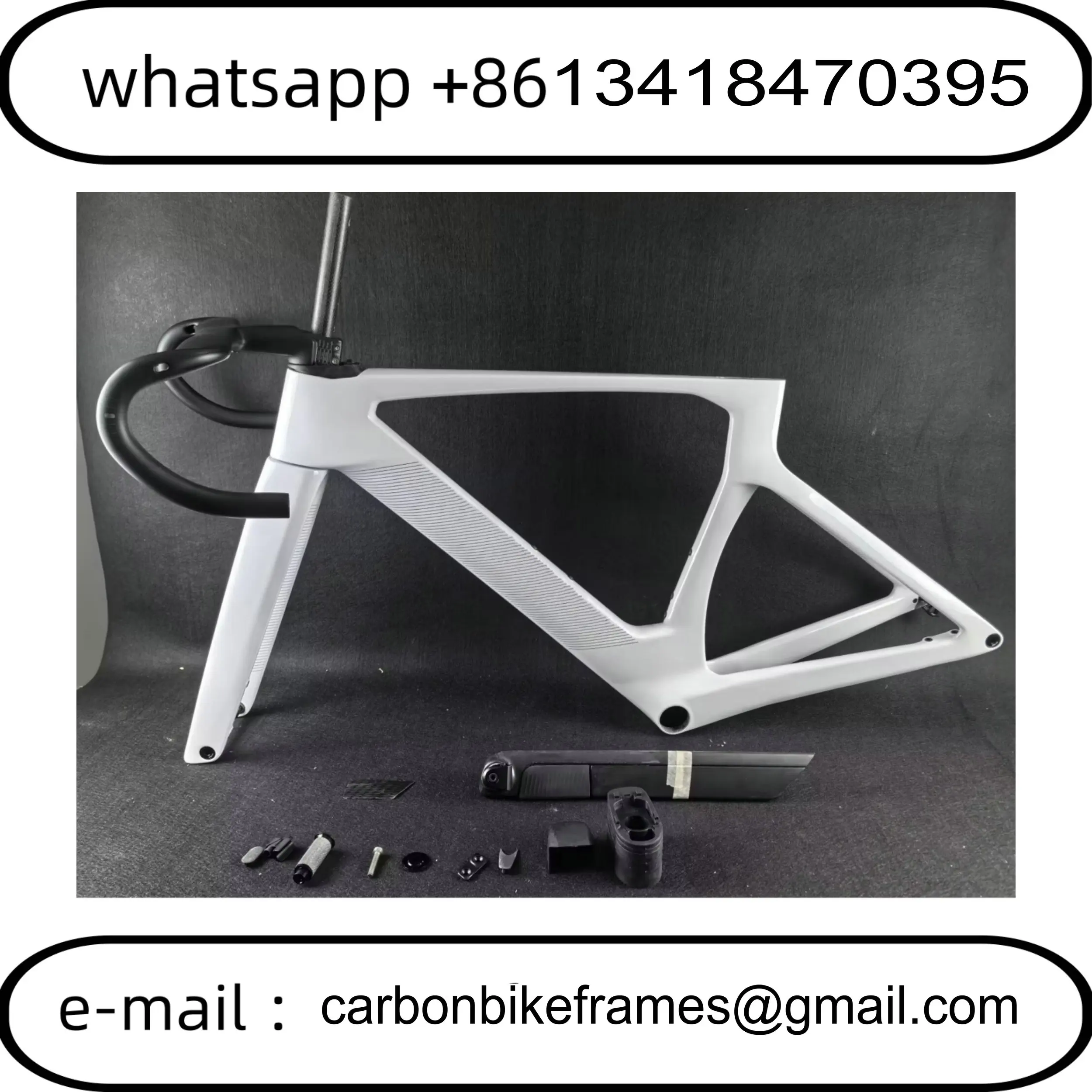 

Foil Rc Carbon Fiber Road Frameset+Handlebar BB86 T1000 Speed Bike Frame Disc Brake Racing Bicycle Frames Custom Logo DPD White