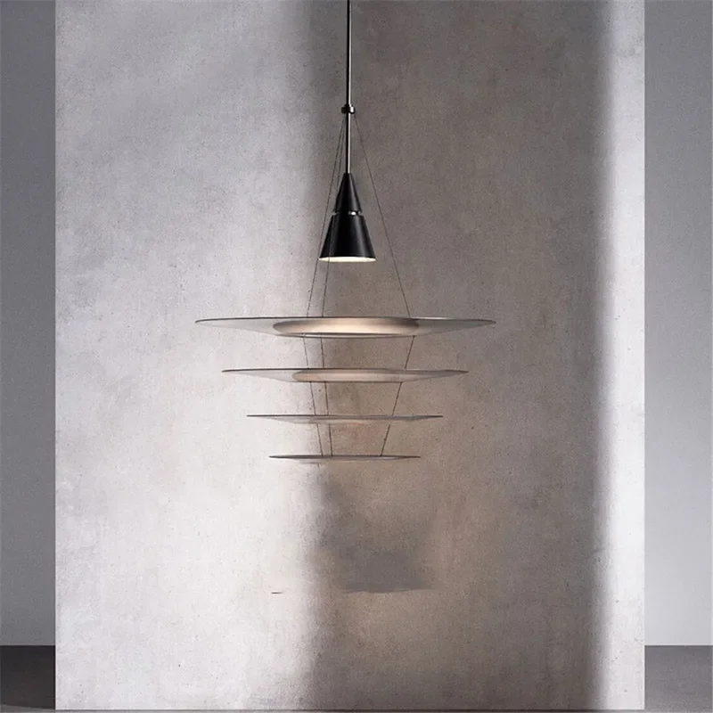 Modern Enigma Suspended Pendant Light Danish Designer Spiral Acrylic Ring LED Lamp for Hotel Dining