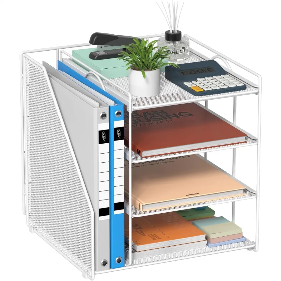 

Desk Organizer and Accories 4Tier Paper Organizer with Vertical File Holder Office Desk Accories Workspace Organizers and Stora
