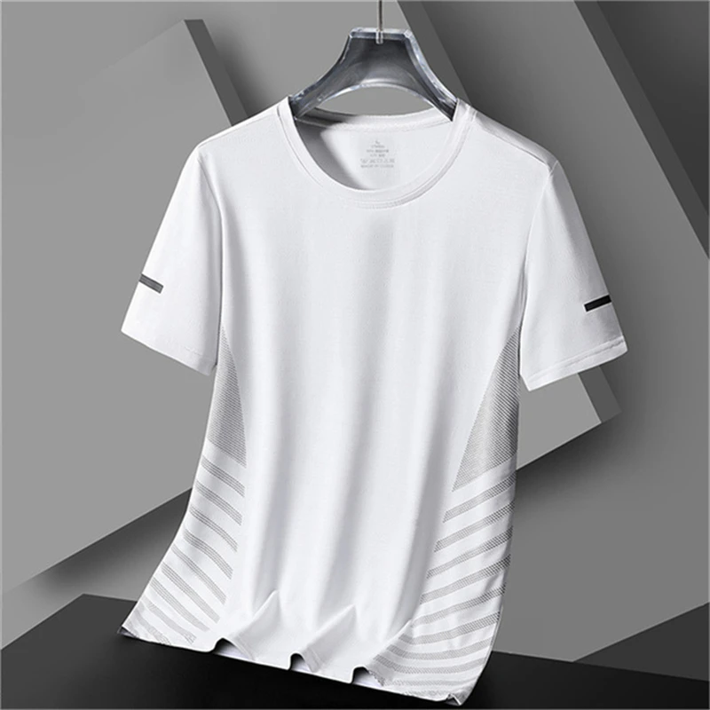 Men's Quick Dry Sport Running T-shirt Summer Fashion Simple Style Short Sleeves OverSize Tee Unisex Round Neck Special Offer Top