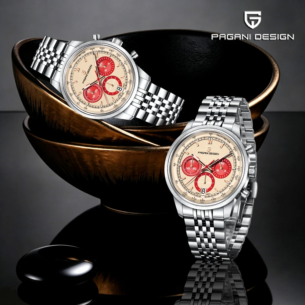 Pagani Design Men's Watch 2026 Fashion Art Men's Quartz Watch Sports VK63 Chronograph Luminous Calendar Waterproof Watch for Men