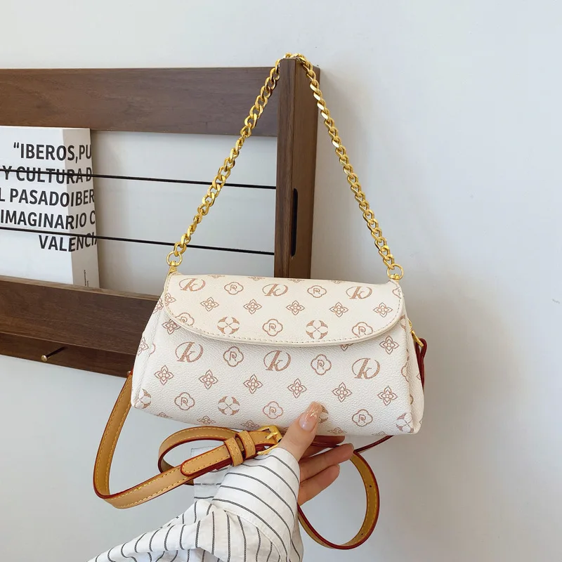 

Квадратная сумка с винтажным принтом 2024, женская сумка через плечо с ремешком-цепочкой, универсальная сумка через плечо, минималистичная сумка «день-ночь»