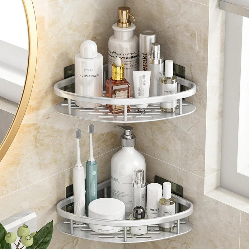 2-stufiges Badezimmerregal zur Wandmontage, Duschregal ohne Bohren, Shampoo-Halter, Wandaufbewahrungsregale, Eckdusche, Badezimmerregal