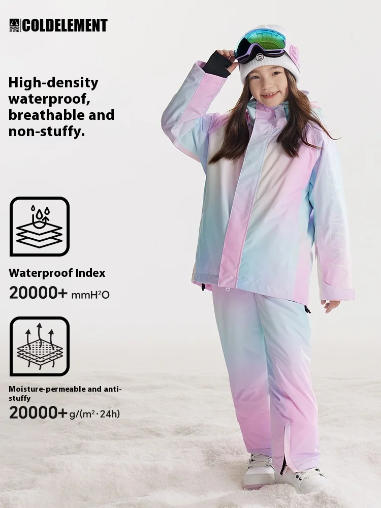

Children's Warm Ski Suit Set Windproof Tinted Ski Jacket with Protective Pants Outdoor Winter Ski Clothing for Kids